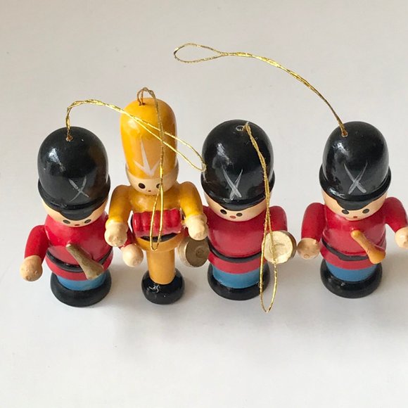Vintage Wood Toy Soldiers Christmas Ornaments Hand Painted Drummer Nutcracker - Picture 6 of 10